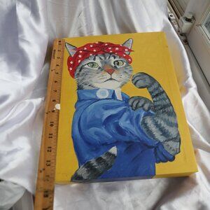 Carol Lew Cat Canvas Print Giclee Stretched Wall Art "We can Meow It" 11x14 RARE